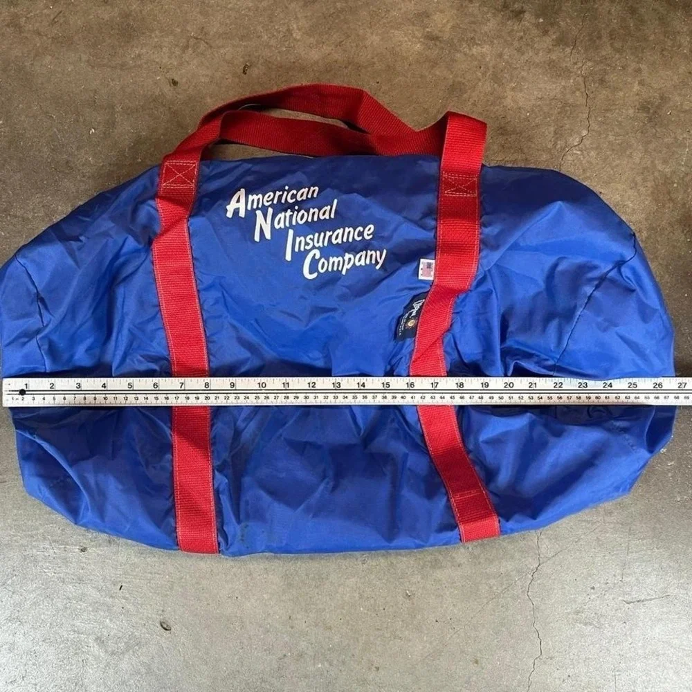 Vintage 90s American National Insurance Company blue duffle bag